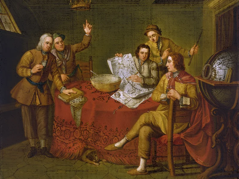 1693-Bartolomeo Nazari - Gustavus Hamilton, 1710-46, 2 Visconte Boyne, e amici nella cabina di una nave